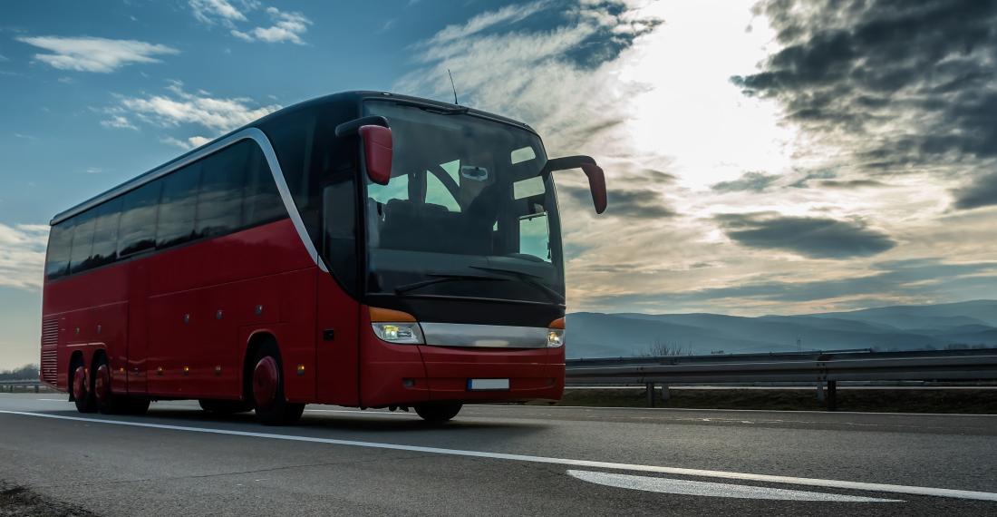 Large red bus.